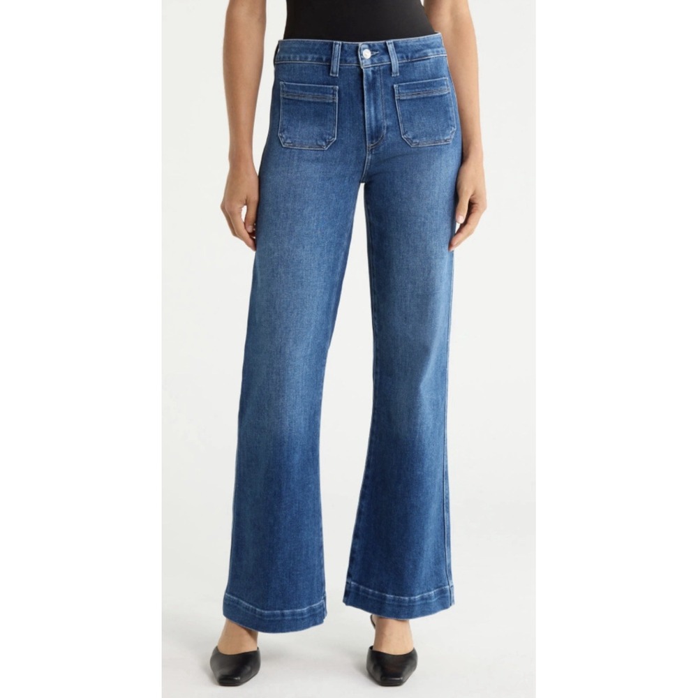 PAIGE Leenah Patch Pocket Wide Leg Jeans Adley Size 24